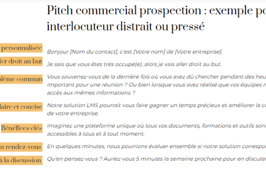 Pitch commercial prospection : exemple