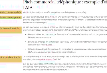 Pitch commercial téléphonique : exemple