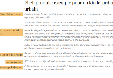 Pitch produit : exemple