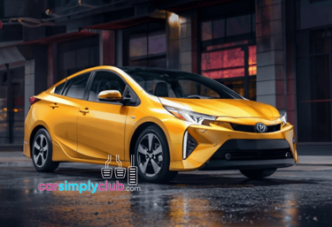 a yellow toyota prius hybrid is shown in this image