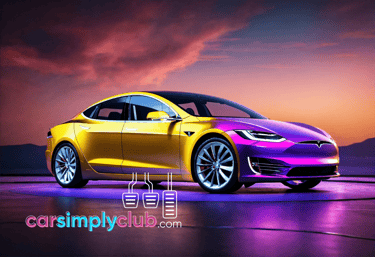 electric car a purple and yellow car (B.E.V)