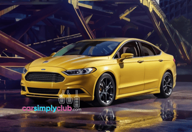 a yellow ford fusion hybrid is shown in this image