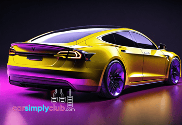 a yellow and purple electric vehicle with a purple light