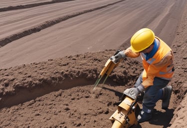 Trabajador realizando mejoramiento de suelos