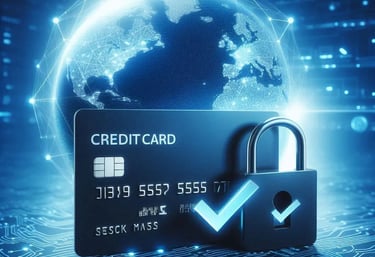 Image d'une carte bleue avec la Terre et un motif de réseau, symbolisant la politique de paiement et l'acceptation des cartes