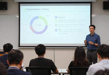 An instructor guiding a virtual class through a detailed certification process.