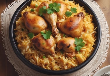 A variety of Indian dishes are arranged on a dark rustic table. The spread includes colorful and flavorful looking food, such as curries, grilled vegetables, and rice, garnished with fresh herbs.