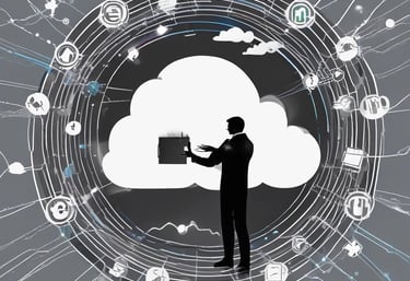 A smartphone is displayed on a black stand, showing an app with the text 'Transforming Ideas into Reality'. Behind the phone, there are blurred green plants. To the left, a white mug with 'webflow' written on it is placed. The scene is set against a dark surface, and there is a checkered board partially visible.