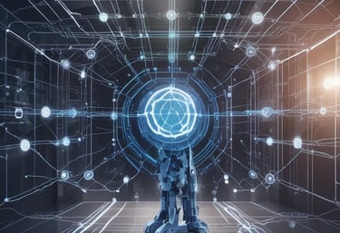 A person holds a smartphone that displays a website in French offering a simple and effective solution for managing social networks. The smartphone screen shows vibrant colors including purple and red text, and the background features green leaves.