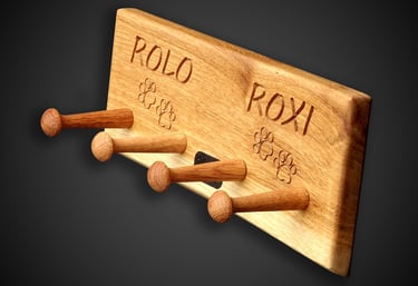 oak engraved customised double wall hooks