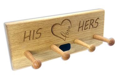 Couples anniversary gift of oak wall hooks