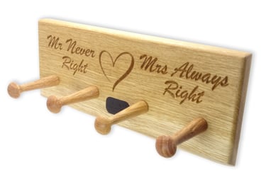 Couples wedding gift of oak wall hooks