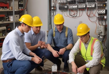A group of people are attending a workshop focused on capacity building for instructors. The event is held in Padang and organized by various organizations, as indicated by the logos on the banner. A speaker in a red shirt is addressing the audience from a podium, while participants sit at round tables with water bottles and notes in front of them.