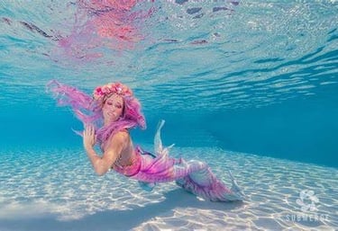 Mermaid Pixi models underwater at the King and Queen of the Seas Pageant