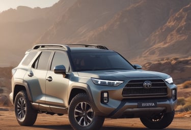 Two vintage cars adorned with colorful maps and signs are parked in front of a wall with a silhouette of a cityscape. The signs on the cars advertise sightseeing tours and indicate the next departure. The area is dimly lit, with an emphasis on the cars' decorative exteriors.