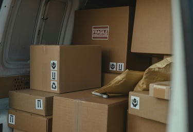 Cargo van loaded with boxes, ready to make its shipment.