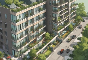 A computer setup featuring multiple screens with a focus on software development. The central monitor displays code in a dark-themed editor. A laptop and an additional monitor are arranged on a desk. The environment is dimly lit, and a swivel chair sits empty in front of the desk.