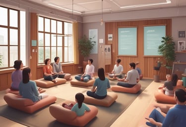 A woman is sitting in a relaxed pose, smiling while holding a black bottle with a leaf design. Another person, partially visible, is handing her a dropper bottle. They appear to be in a fitness setting, suggested by straps hanging in the background.