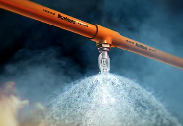 Rociador automático descargando agua en sistema de sprinklers (NFPA 13)