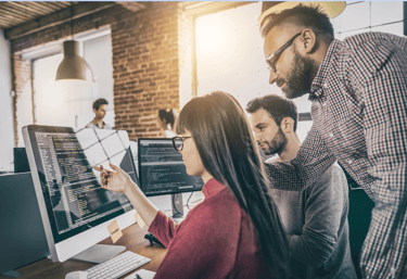 People working as a team