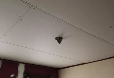 new drywall hung on a ceiling that had sagging cracking plaster in Springfield Ma