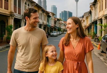 Expat family walking in the streets of KL