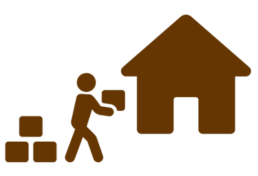 brown person moving brown packages into a brown house