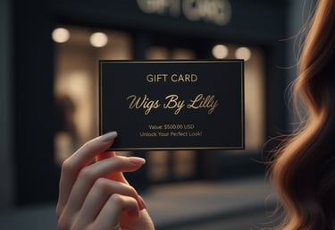 a woman holding a gift card with a gift card