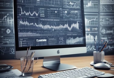 A hand holds a black business card with white text reading 'FORTY TWO Strategy Innovation Design' against a blurred urban skyline backdrop. The sky is clear and blue, suggesting a bright day.