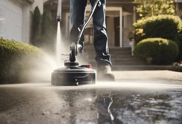 man cleaning white building