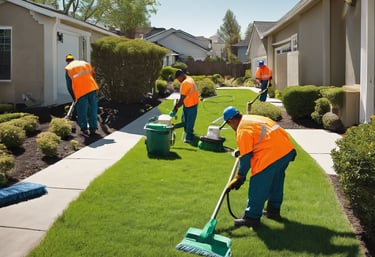 a person cleaning up a yard