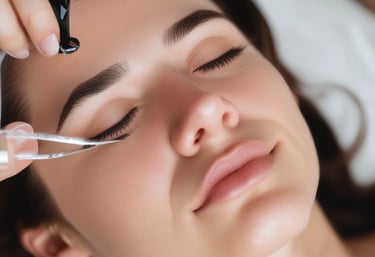 estilista realizando depilacion cejas a clienta