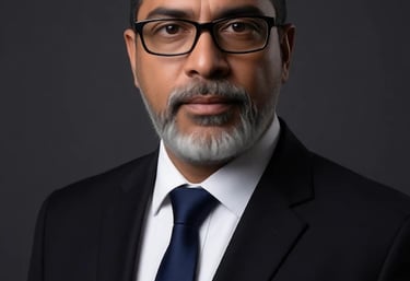 Professional headshot of a businessman with glasses and a grey beard wearing a dark suit and tie.