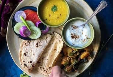 Home cooked well balanced meal with Indian food