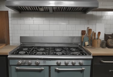 A store display with various home appliances, including vacuum cleaners and irons. The display includes several stacked boxes and products placed on shelves as well as a large digital sign displaying an advertisement. The store is well-lit with a clean, organized layout and there are people in the background near the entrance.