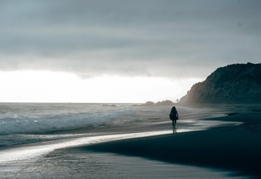 walking on the beach of california coastline