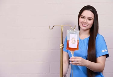 Nurse holding at Iv therapy Myers cocktail  