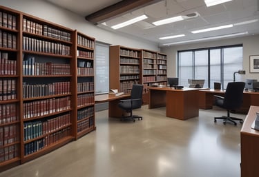 A diverse group of lawyers collaborating in a modern office setting.