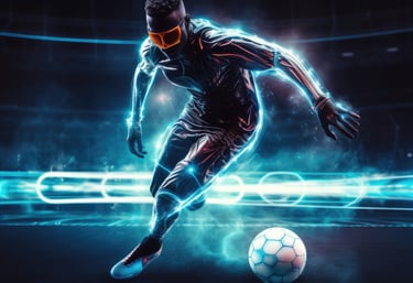 NexaGoals AI scouting — digital football player illustration symbolizing data-driven talent analysis