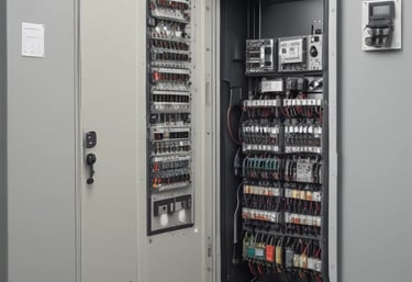 A team of engineers collaborating on a technical project in a modern workspace.