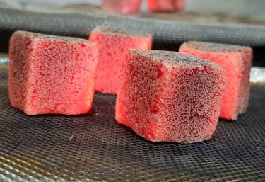 Indonesian factory producing sustainable coconut charcoal briquettes for shisha