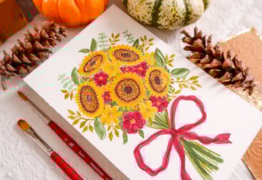 a painting of a bouquet of flowers customized by the floral illustrator Handwritten by Belle