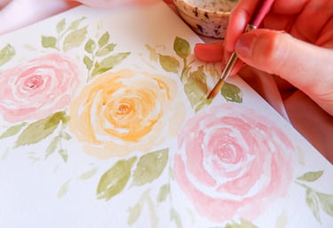 live watercolor floral painting for NYC brand campaign