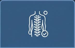 Grafisk symbol för kliniska remissindikationer gällande ryggrad, nacke och extremitetsleder för primärvårdsrehabilitering.