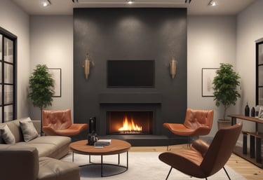 A person is sitting at a keyboard in a home recording studio. There are audio speakers, a computer monitor displaying music production software, and various equipment around the room. Certificates are framed on the wall, and a plant is on a shelf.