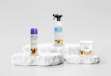 Zestaw produktów Weihs Livestock do pielęgnacji racic i kopyt z nanocząstkami srebra.