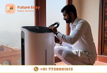Future Easy technician servicing an air purifier