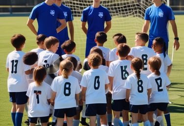 Youth Soccer team at halftime