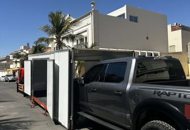 a truck with a trailer attached to it