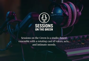 Headphones and mic in a music studio - Sessions on the Green logo design